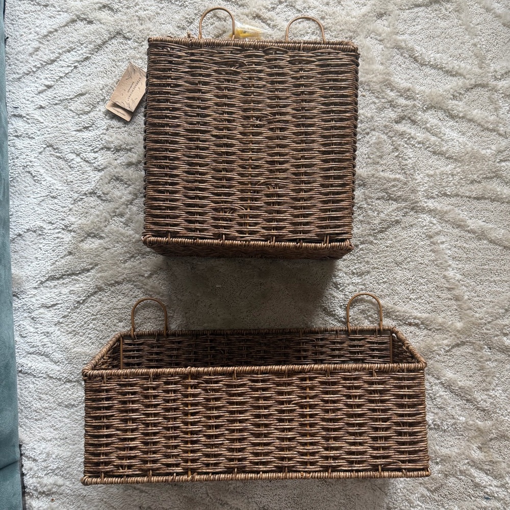 NWT Storageworks Hanging Woven Basket Set - Picture 4 of 6